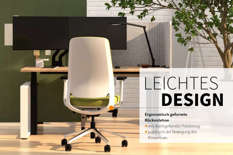 Teamo® Plush - Ergonomischer Bürostuhl mit Kopfstütze, Vollpolster, Weiss/Grün
