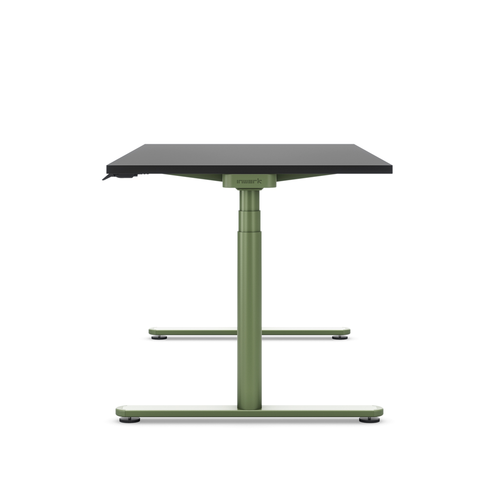 Höhenverstellbarer Schreibtisch Masterlift® Flex Basic rund, Schwarz/Resedagrün 180x80