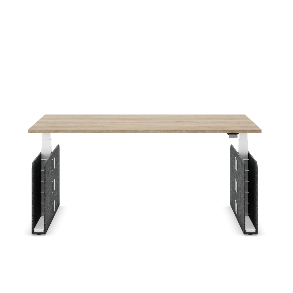 Höhenverstellbarer Schreibtisch Masterlift® Flex Akustix®-Edition, Rechteck Dunkelgrau, Eiche Dekor/Weiss 160x80