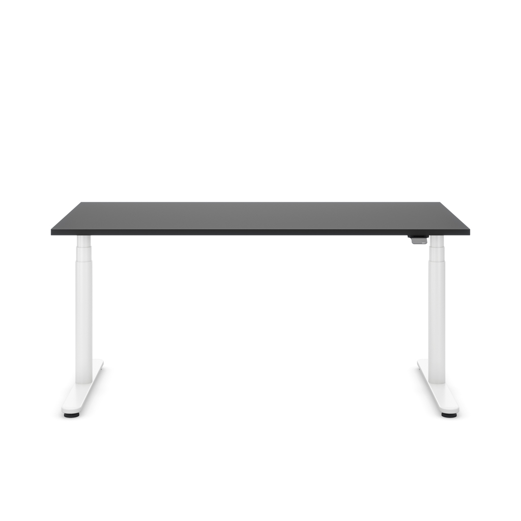 Höhenverstellbarer Schreibtisch Masterlift® Flex Basic rund, Schwarz/Weiss 200x80