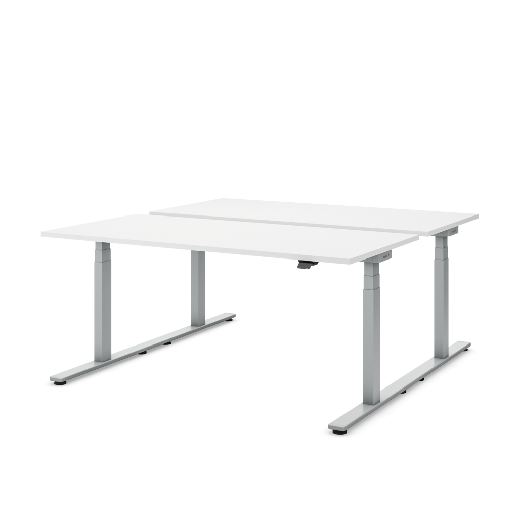 Höhenverstellbarer Team-Schreibtisch Masterlift® Flex Light, Weiss/Silber 180x80