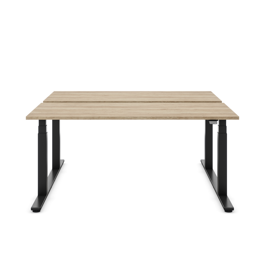 Höhenverstellbarer Team-Schreibtisch Masterlift® Flex Basic, Eiche Dekor/Schwarz 160x80