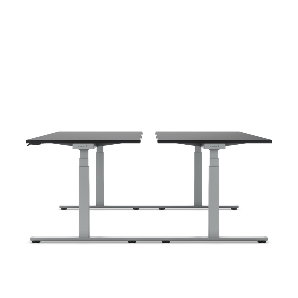 Höhenverstellbarer Team-Schreibtisch Masterlift® Flex Basic, Schwarz/Silber 120x80